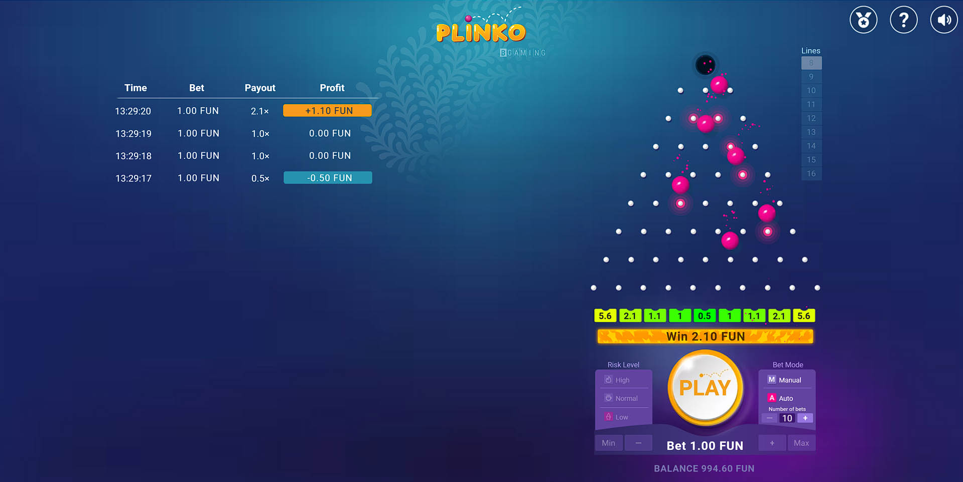 Publicité pour l'application mobile Plinko.